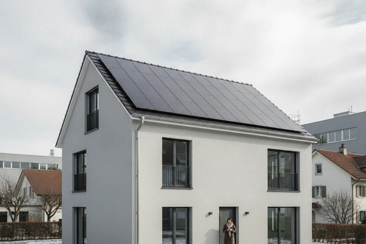 Photovoltaik-Anlage auf einem Haus in Winterthur